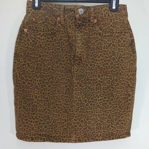 RE/DONE LEVIS‎ LEOPARD TWILL PENCIL SKIRT